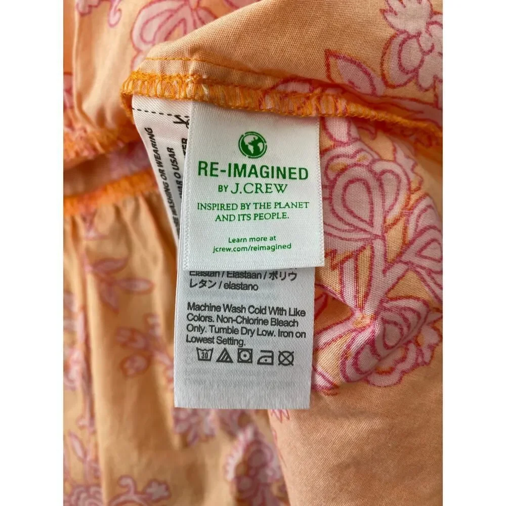 J.Crew Floral Mini Dress Size 12 Orange Pink Bold Print Romantic Cottagecore - Picture 11 of 12